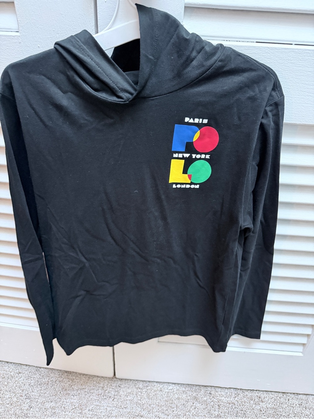 Polo by Ralph Lauren Black Hoodie with Multicolor City Logo